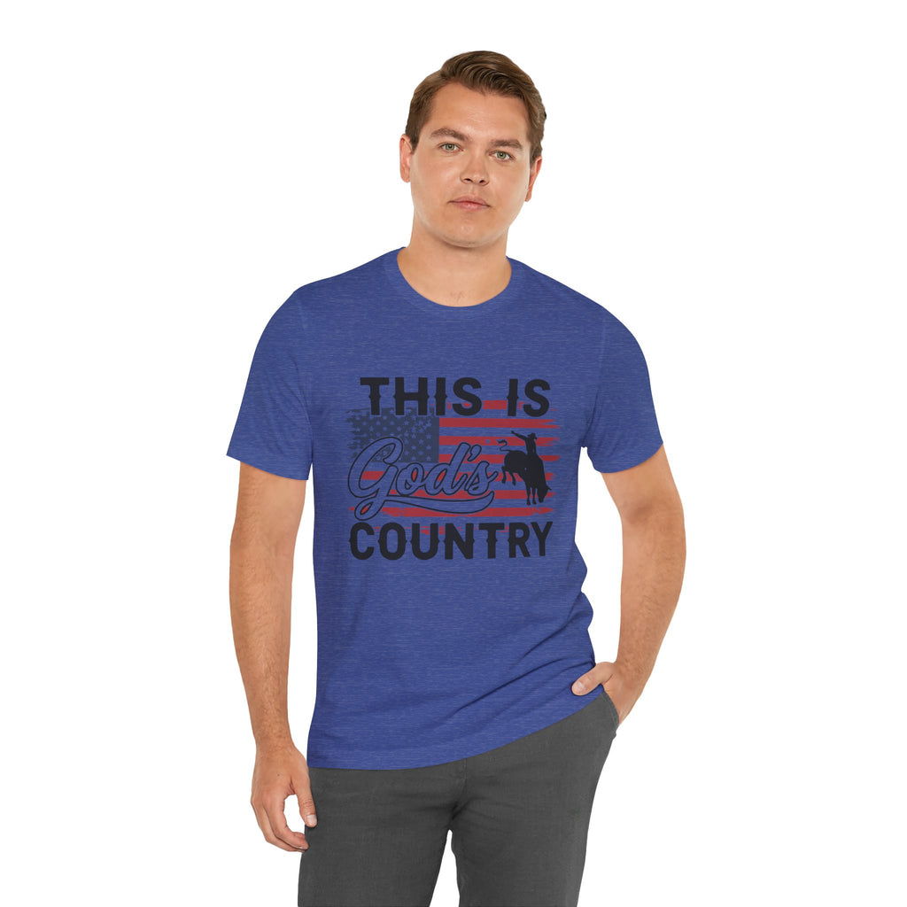 This Is God's Country T-Shirt  Patriotic American Flag Western Faith Tee