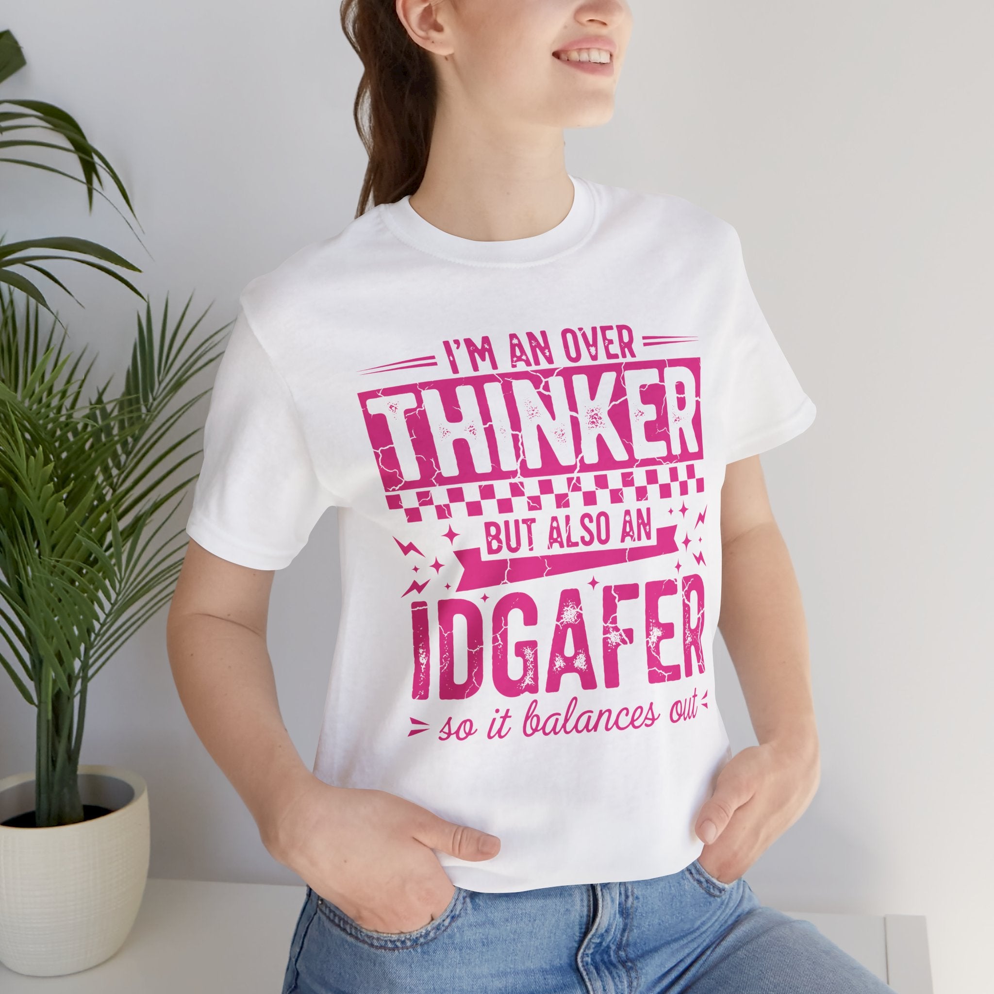 Overthinker / IDGAFer Graphic Tee  Funny Pink Typography Shirt