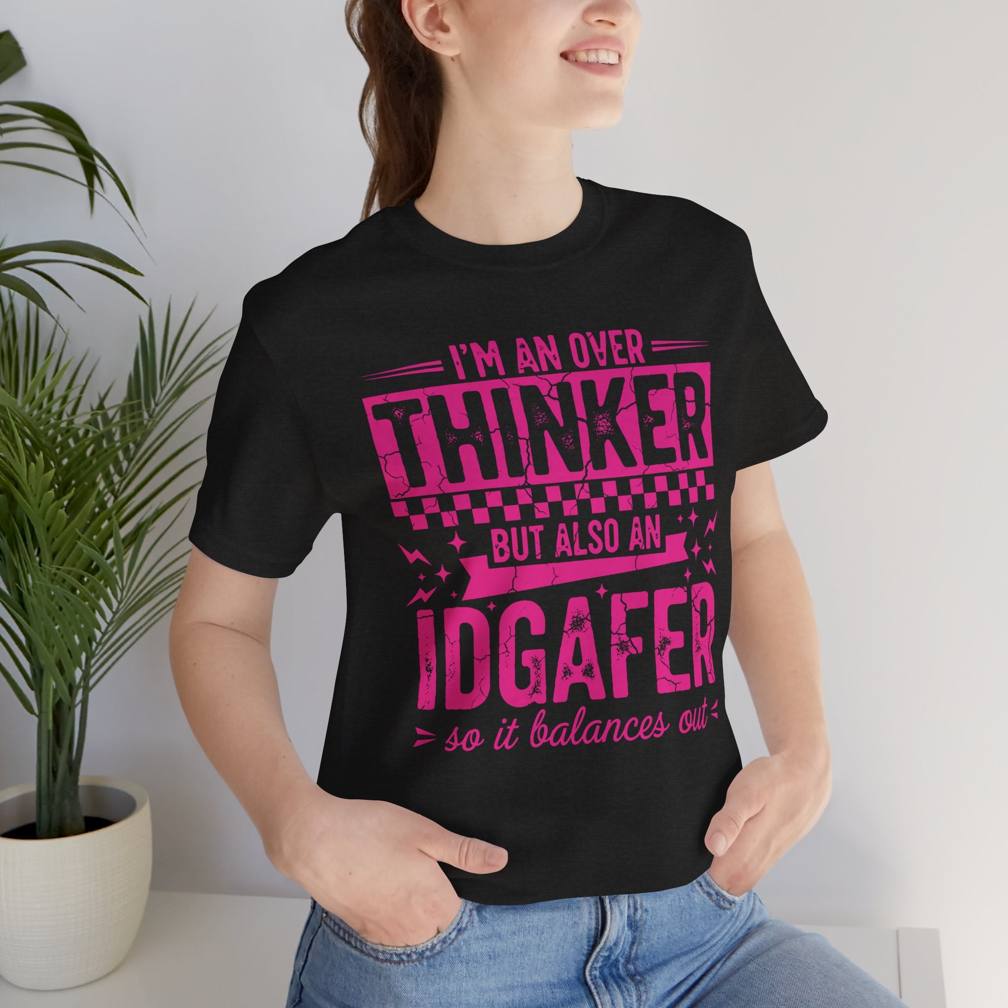 Overthinker / IDGAFer Graphic Tee  Funny Pink Typography Shirt