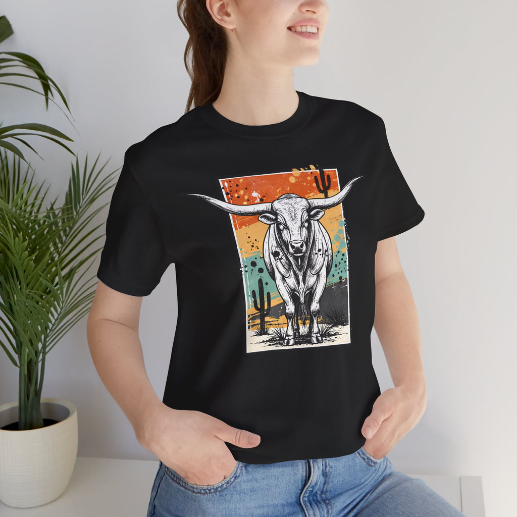 Longhorn Bull Graphic Tee — Desert Sunset Western T-Shirt