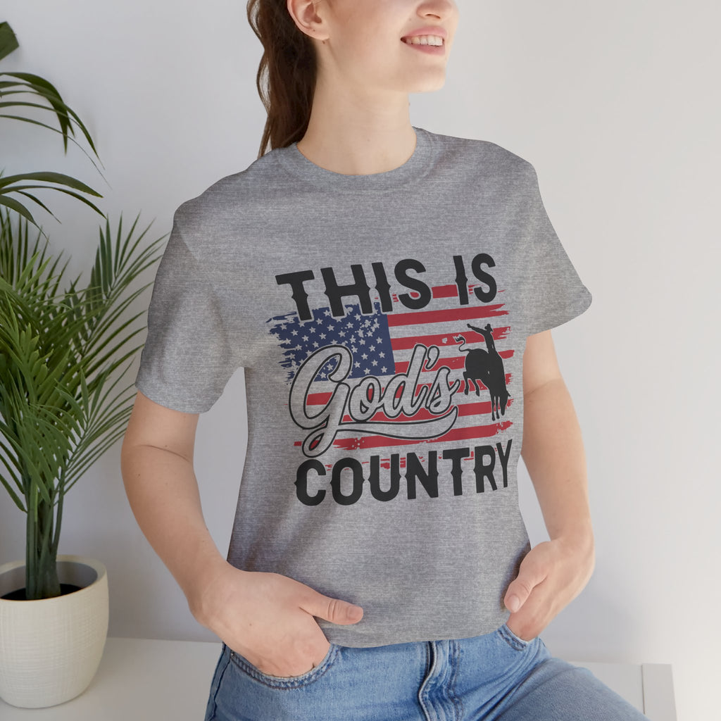 This Is God's Country T-Shirt  Patriotic American Flag Western Faith Tee