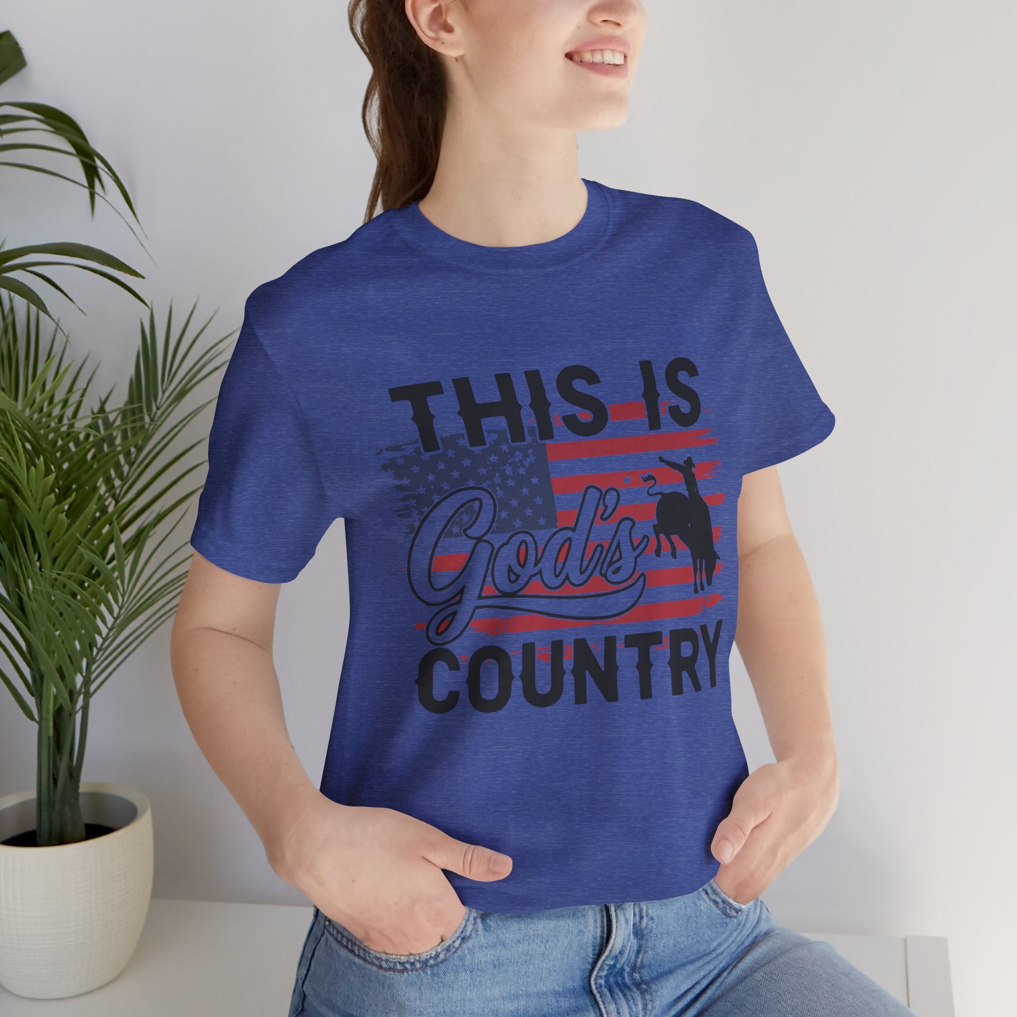 This Is God's Country T-Shirt  Patriotic American Flag Western Faith Tee