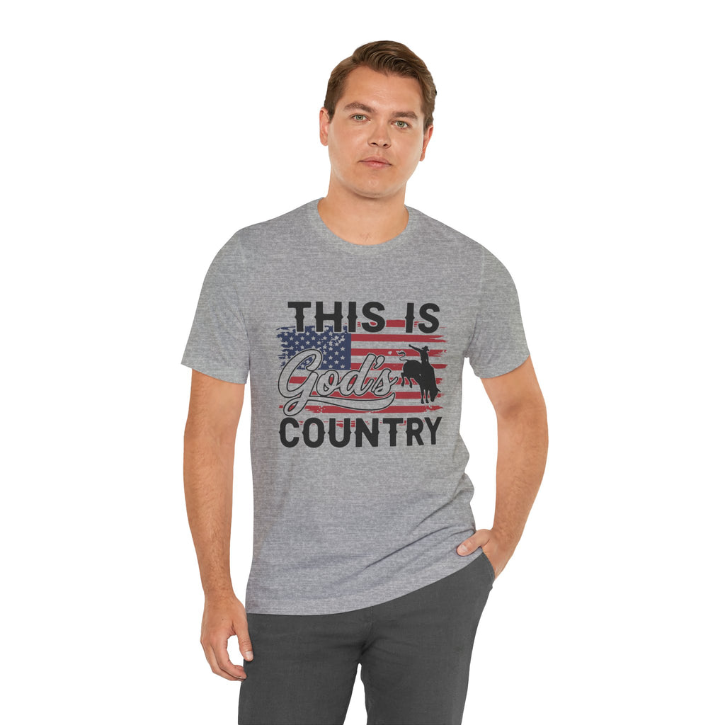 This Is God's Country T-Shirt  Patriotic American Flag Western Faith Tee