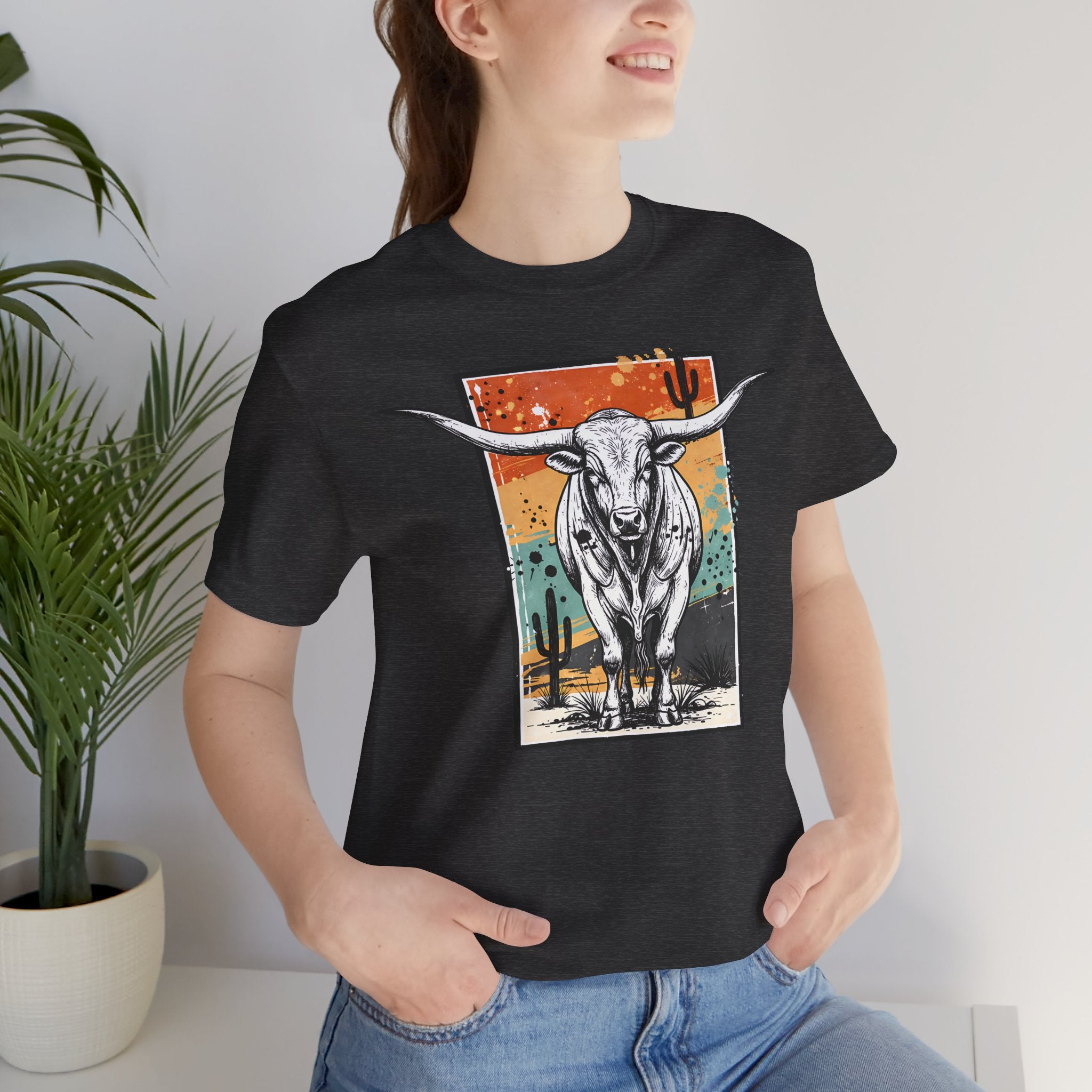 Longhorn Bull Graphic Tee — Desert Sunset Western T-Shirt